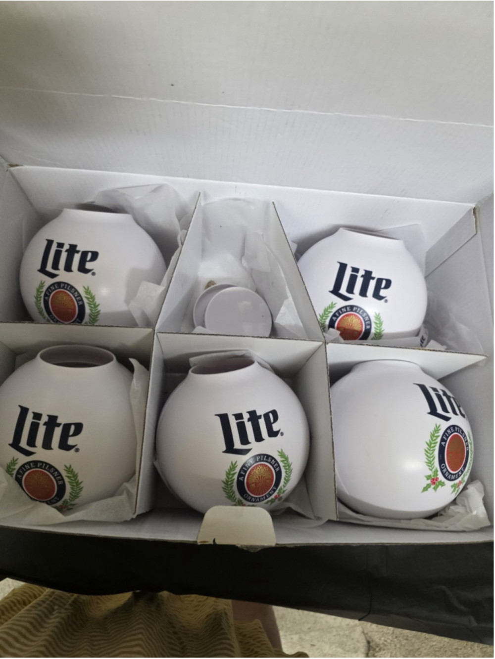 Miller Lite Beernament Holiday Christmas Ornaments SET of 6